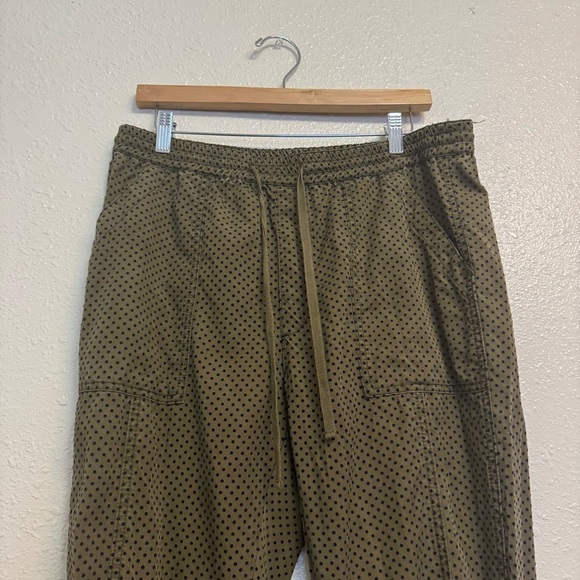 Anthropologie Flocked Joggers Olive Green Velvet Polka Dot - Picture 5 of 8
